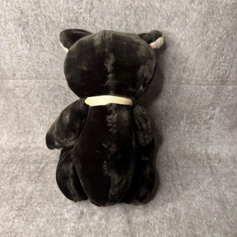 Vintage Teddy Bear Black Tan Jointed Articulated Arms Legs Felt Heart